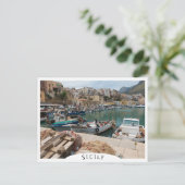 Vissende boten in de haven van Castellammare del G Briefkaart (Staand voorkant)