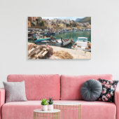 Vissende boten in de haven van Castellammare del G Canvas Afdruk (Insitu (Woonkamer))