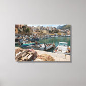 Vissende boten in de haven van Castellammare del G Canvas Afdruk (Voorkant)