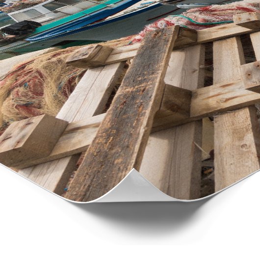 Vissende boten in de haven van Castellammare del G Poster (Hoek)