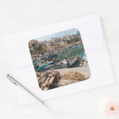 Vissende boten in de haven van Castellammare del G Vierkante Sticker (Envelop)