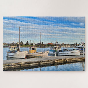 Vissende boten in Port, Portland, Australië Legpuzzel