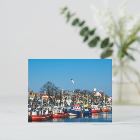Vissende boten in Warnemuende Briefkaart (Staand voorkant)
