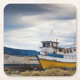 Vissende boten kartonnen onderzetters