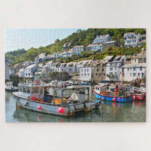Vissende boten, Polperro, Cornwall, Engeland Legpuzzel