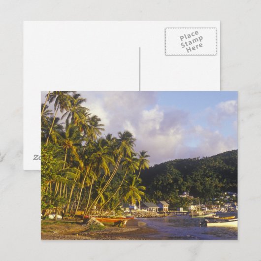 Vissende boten, Soufriere, Saint Lucia, Caribisch Briefkaart (Voorkant / Achterkant)