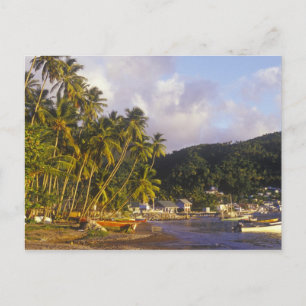 Vissende boten, Soufriere, Saint Lucia, Caribisch  Briefkaart