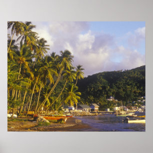 Vissende boten, Soufriere, Saint Lucia, Caribisch  Poster