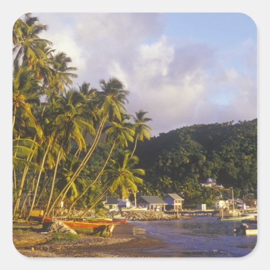 Vissende boten, Soufriere, Saint Lucia, Caribisch Vierkante Sticker (Voorkant)