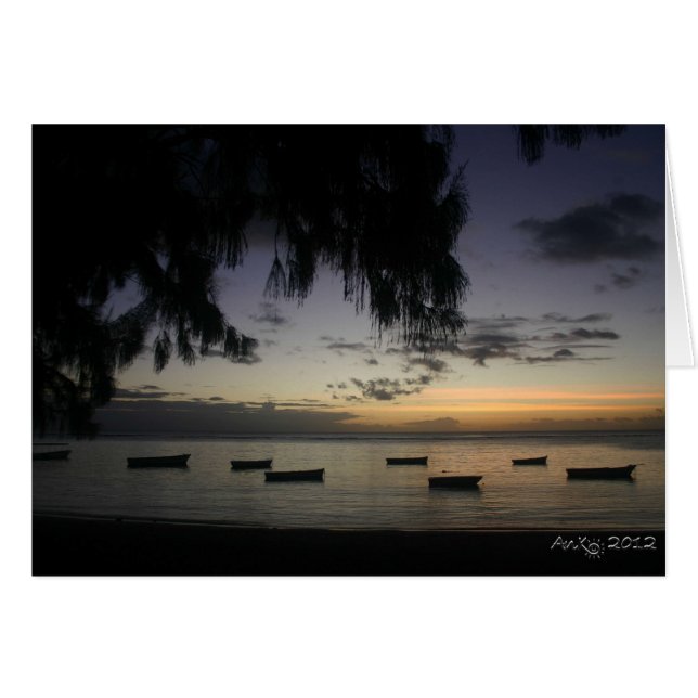 Vissende boten tegen zonsondergang (Voorkant Horizontaal)