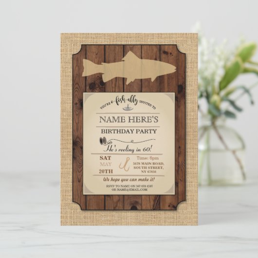 Vissende Britse partij Rustige visrod Uitnodiging (Staand voorkant)