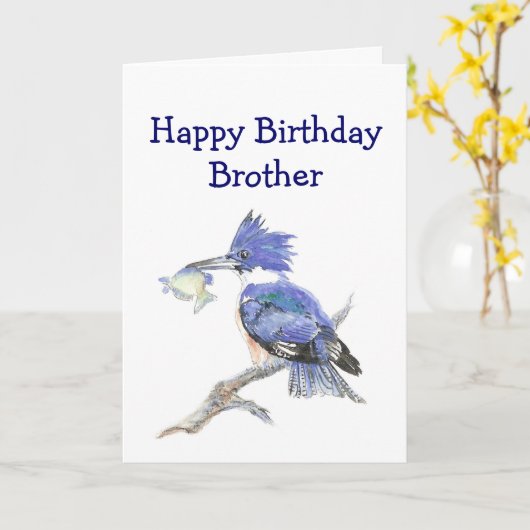 Vissende Brother Birthday Humor - The Kingfisher Kaart (Gele Bloem)