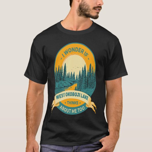 Vissende Camping Lake Vacation West Okoboji T-shirt (Voorkant)