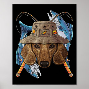 Vissende Dachshund Buiten Visser Hond Schattig Vli Poster