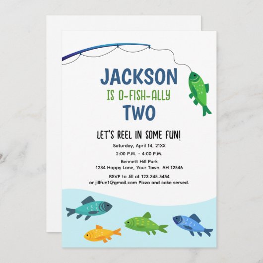 Vissende dag uitnodiging Vissende partij (Voorkant / Achterkant)