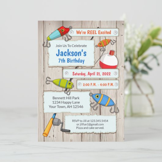 Vissende dag uitnodiging Vissende partij (Staand voorkant)