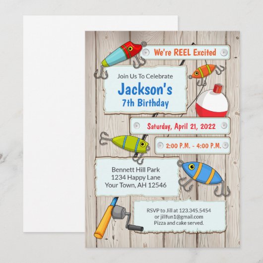 Vissende dag uitnodiging Vissende partij (Voorkant / Achterkant)