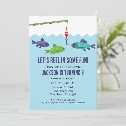 Vissende dag uitnodiging Vissende partij (Staand voorkant)