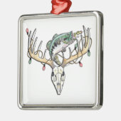 Vissende en jachtbas en -bier metalen ornament (Links)