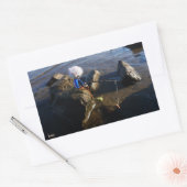 Vissende Fubby op een steen. Rechthoekige Sticker (Envelop)