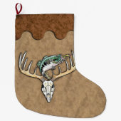 Vissende Hunting Deer Antlers Jumping Fish Grote Kerstsok (Voorkant)