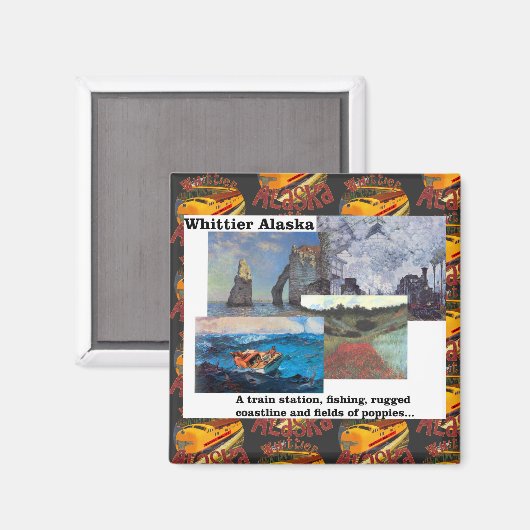 Vissende Hunting Poppies Whittier Alaska Magneet (Voorkant / Achterkant)