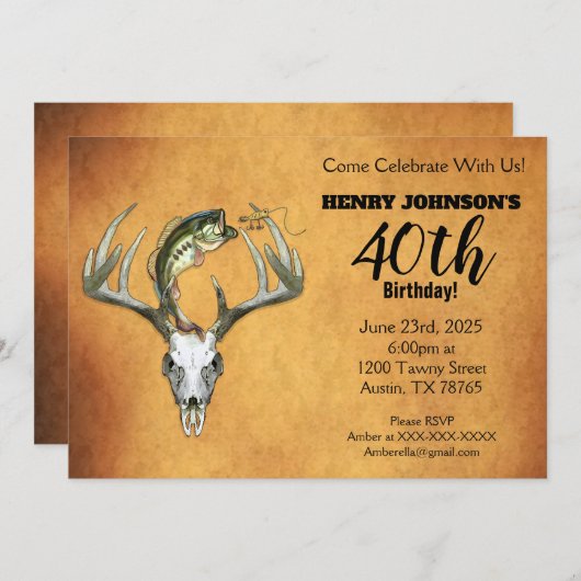 Vissende jachtthema 40e verjaardag kaart (Voorkant / Achterkant)