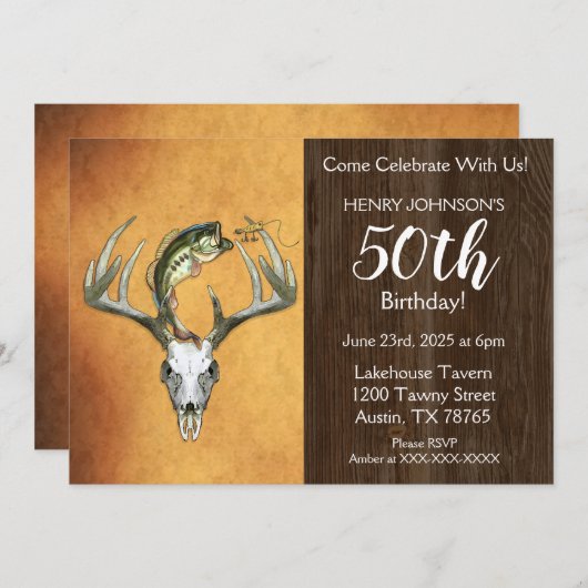 Vissende jachtthema 50e verjaardag kaart (Voorkant / Achterkant)