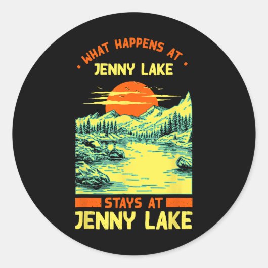 Vissende kampeermeren Vacation Jenny Lake Ronde Sticker (Voorkant)