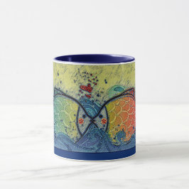 Vissende liefde in blauw mok