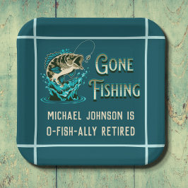 Vissende Pensioenpartij - Gone Vissende uitnodigin Papieren Bordje