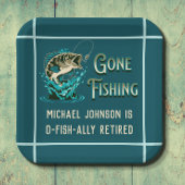 Vissende Pensioenpartij - Gone Vissende uitnodigin Papieren Bordje