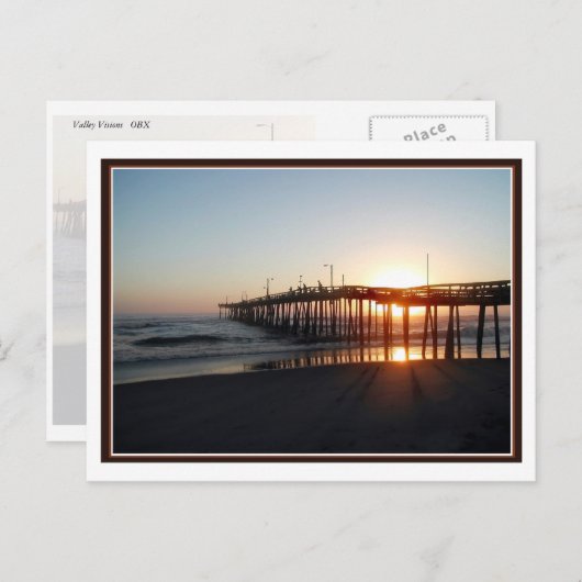 Vissende Pier Aglow Briefkaart (Voorkant / Achterkant)