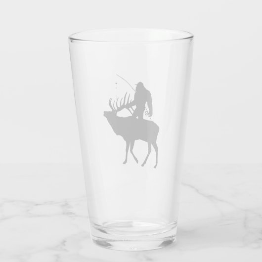 Vissende Sasquatch Riding Elk Beer Glass Tumbler (Achterkant)