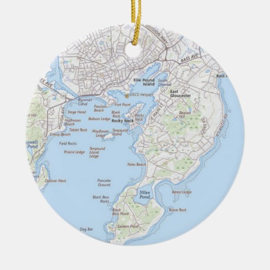 Vissende stad van Gloucester MA Ornament (Voorkant)