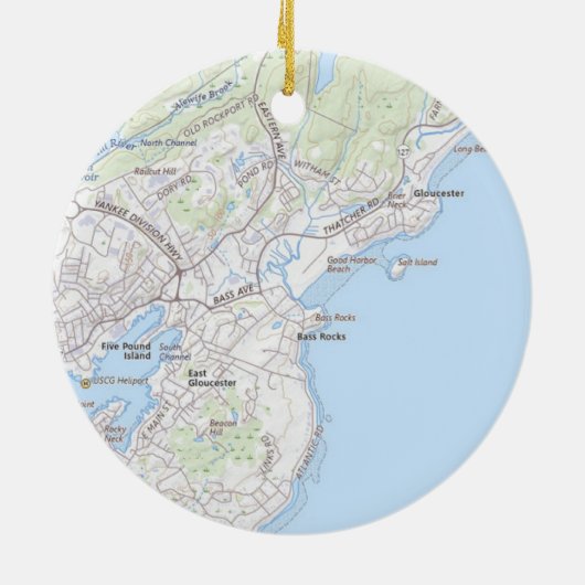 Vissende stad van Gloucester MA Ornament (Achterkant)