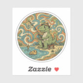 Vissende T-Rex - Groovy Dinosaurius Visser Sticker (Vel)
