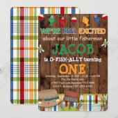 Vissende uitnodiging van de Birthday Party (Voorkant / Achterkant)