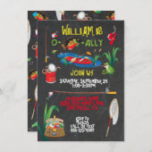 Vissende uitnodiging van de Birthday Party (Voorkant / Achterkant)