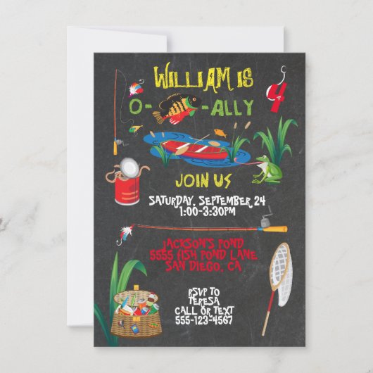 Vissende uitnodiging van de Birthday Party (Voorkant)