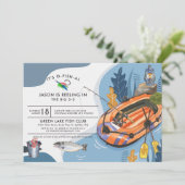 Vissende uitnodiging van de Birthday Party (Staand voorkant)