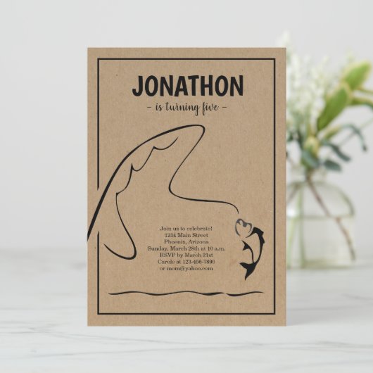 Vissende uitnodiging van de Birthday Party (Staand voorkant)