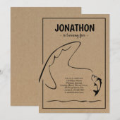 Vissende uitnodiging van de Birthday Party (Voorkant / Achterkant)