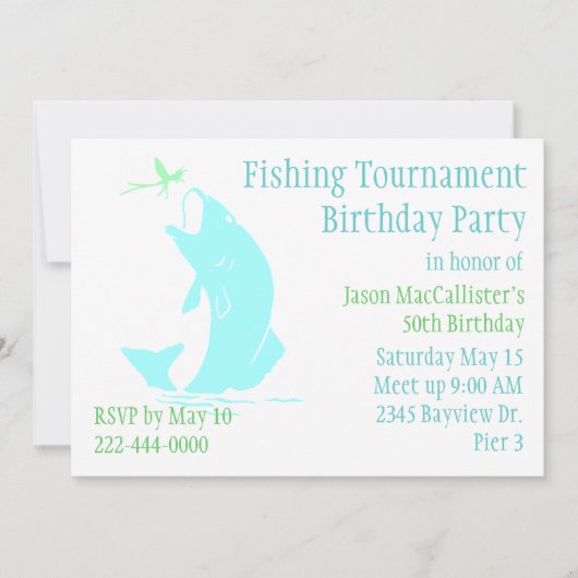 Vissende uitnodiging van de Birthday Party (Voorkant)