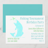 Vissende uitnodiging van de Birthday Party (Voorkant / Achterkant)