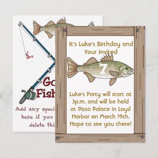 Vissende uitnodiging van de partijen van Birthday (Voorkant / Achterkant)