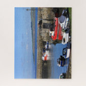 Vissende vaartuigen in de haven - Schotland Schil Legpuzzel (Verticaal)