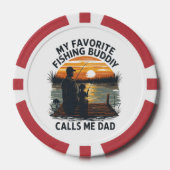 Vissende Vader Zonsondergang Poker Chips (Voorkant)