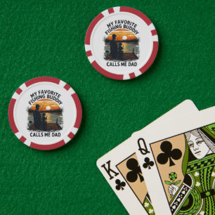 Vissende Vader Zonsondergang Poker Chips