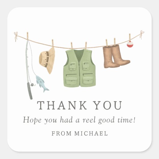 Vissende vaderdag vierkante sticker (Voorkant)